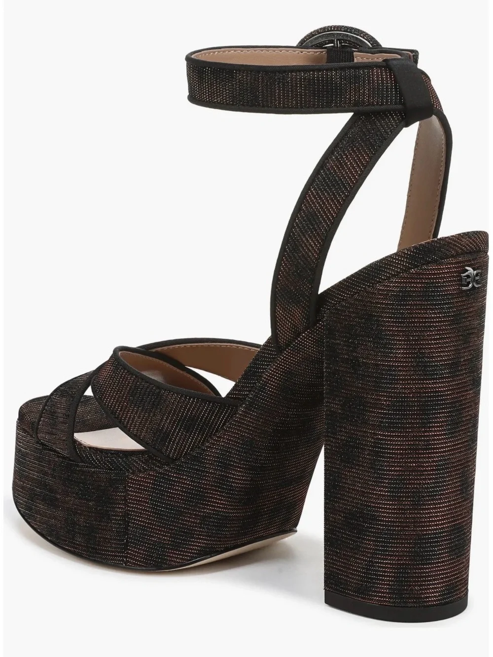 Sam Edelman Black Metallic Multi-Thread Platform Sandal